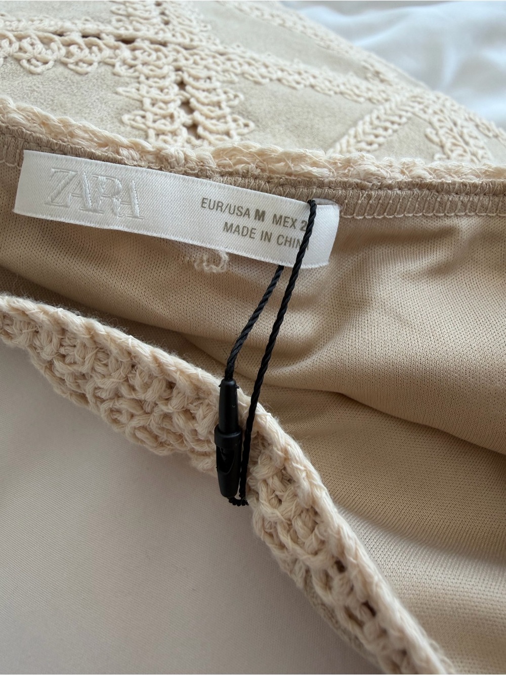Zara Cream Crochet Diamond-Panel Mini Skirt - Picture 12 of 13